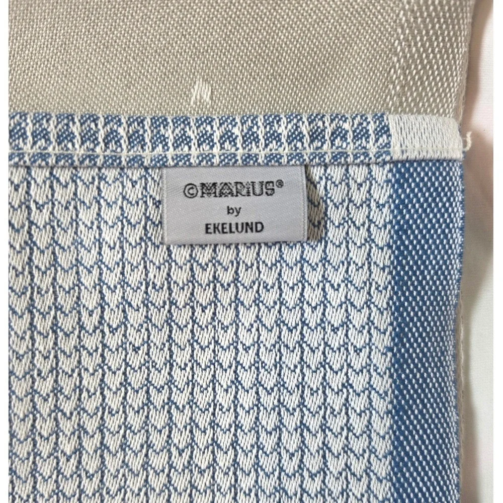 Marius by Ekelund Table Runner Blue Organic Cotton Scandinavian Woven 14x57